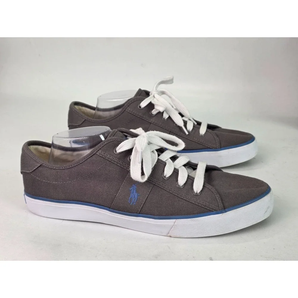 Polo Ralph Lauren Men's Sneakers Size 13‎ D Gray Canvas Clifton Lace Up Shoes